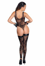 Noir Handmade Tulle Body with Patterned Flock Embroidery