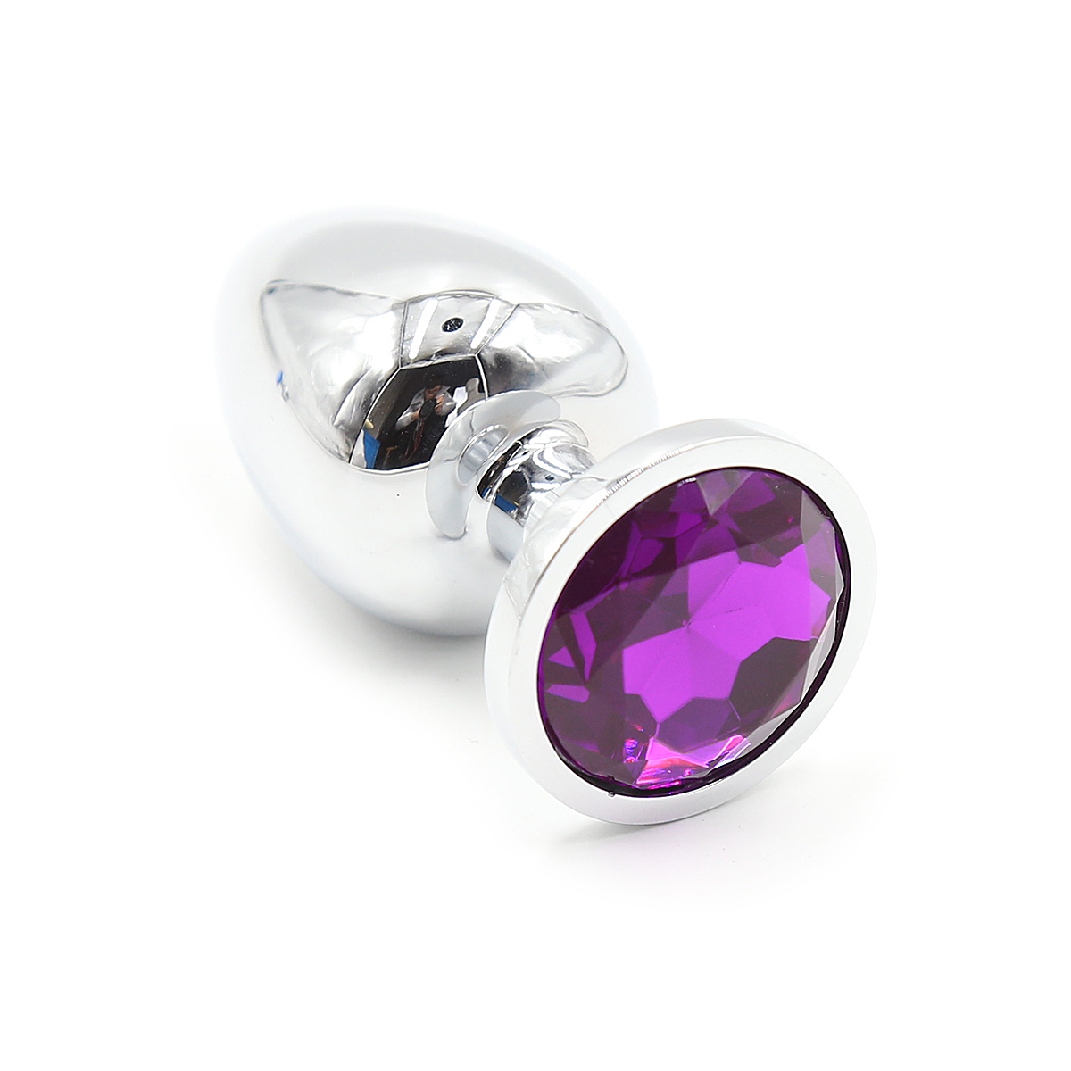 SMALL Metal Butt Plug with Dark Purple Gem 7cm - Image 4