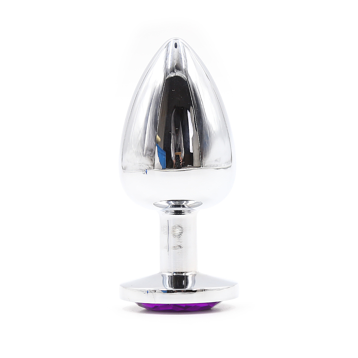 SMALL Metal Butt Plug with Dark Purple Gem 7cm - Image 2