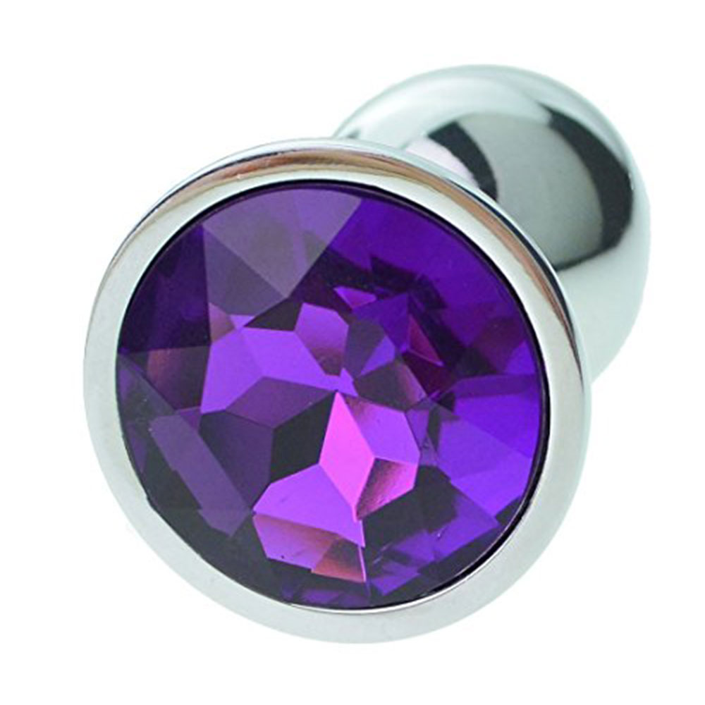 Jewelled Metal Butt Plug MEDIUM PURPLE 8 cm - Image 4