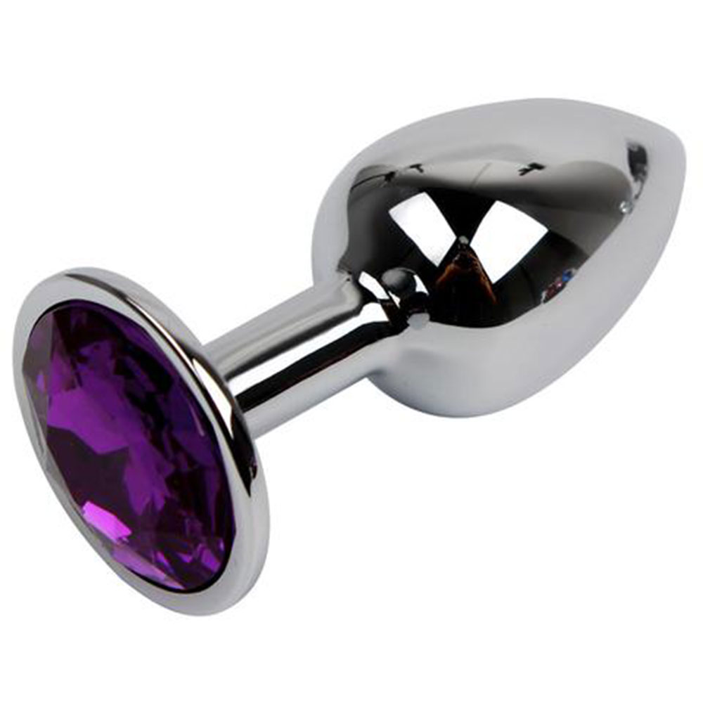 Jewelled Metal Butt Plug MEDIUM PURPLE 8 cm - Image 5