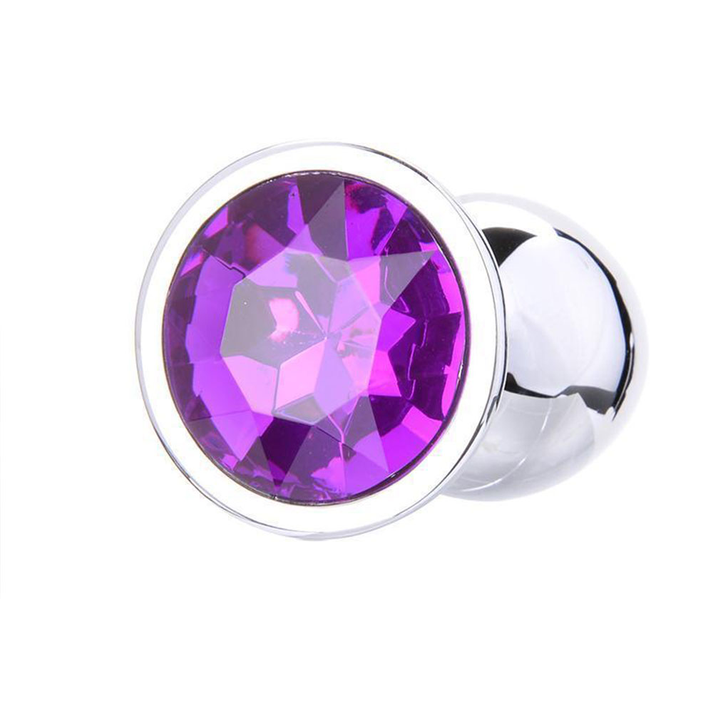 Jewelled Metal Butt Plug MEDIUM PURPLE 8 cm - Image 7