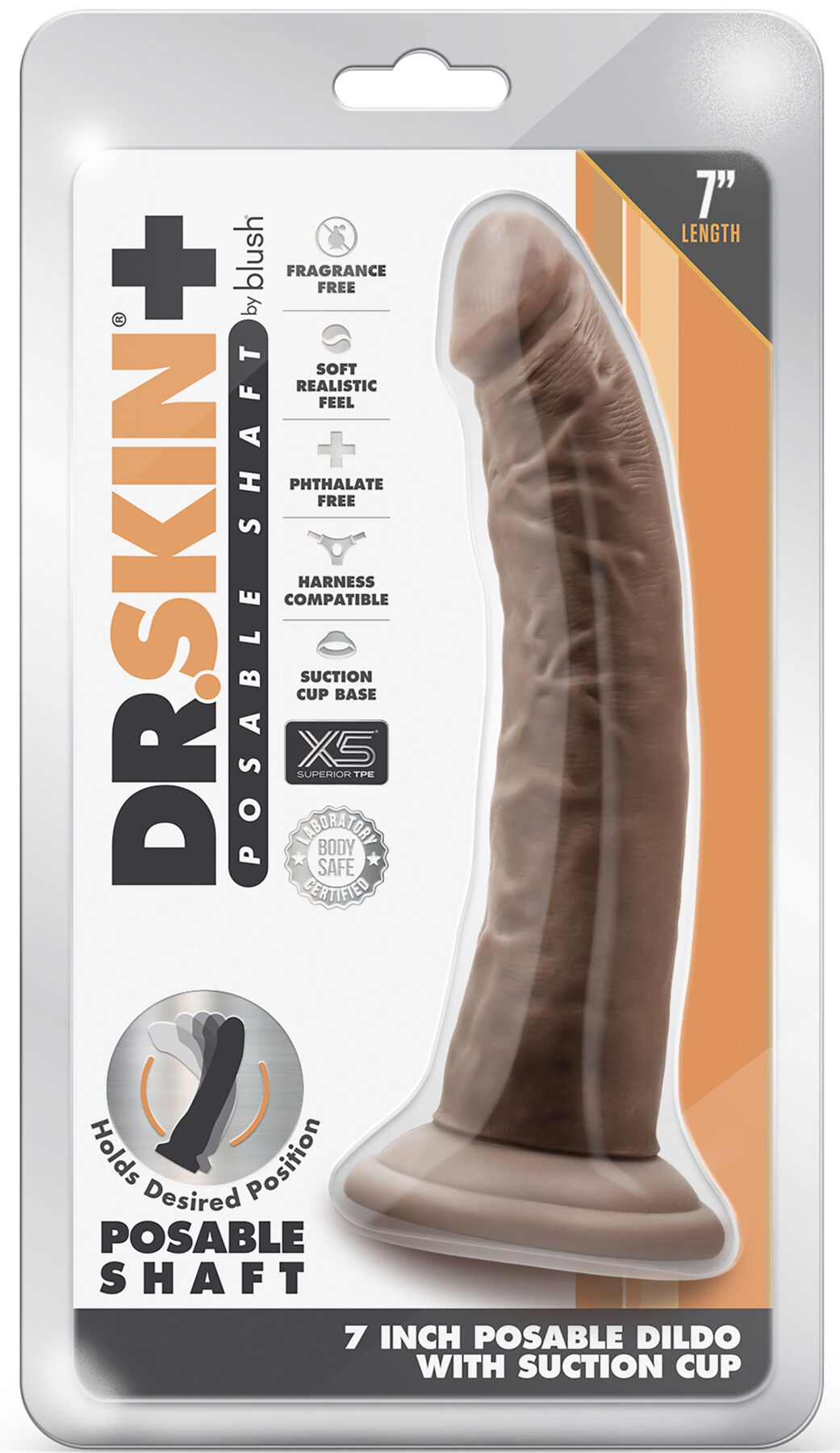 Dr. Skin plus 7 inch Posable dildo chocolate - Image 4