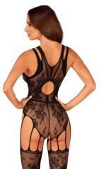 Obsessive F239 Floral Patterned Bodystocking Black O/S