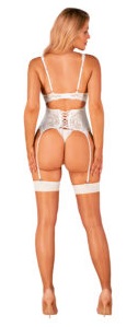 Obsessive S814 Beige Stockings with White Hem - Image 9
