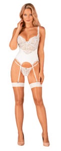 Obsessive S814 Beige Stockings with White Hem - Image 3