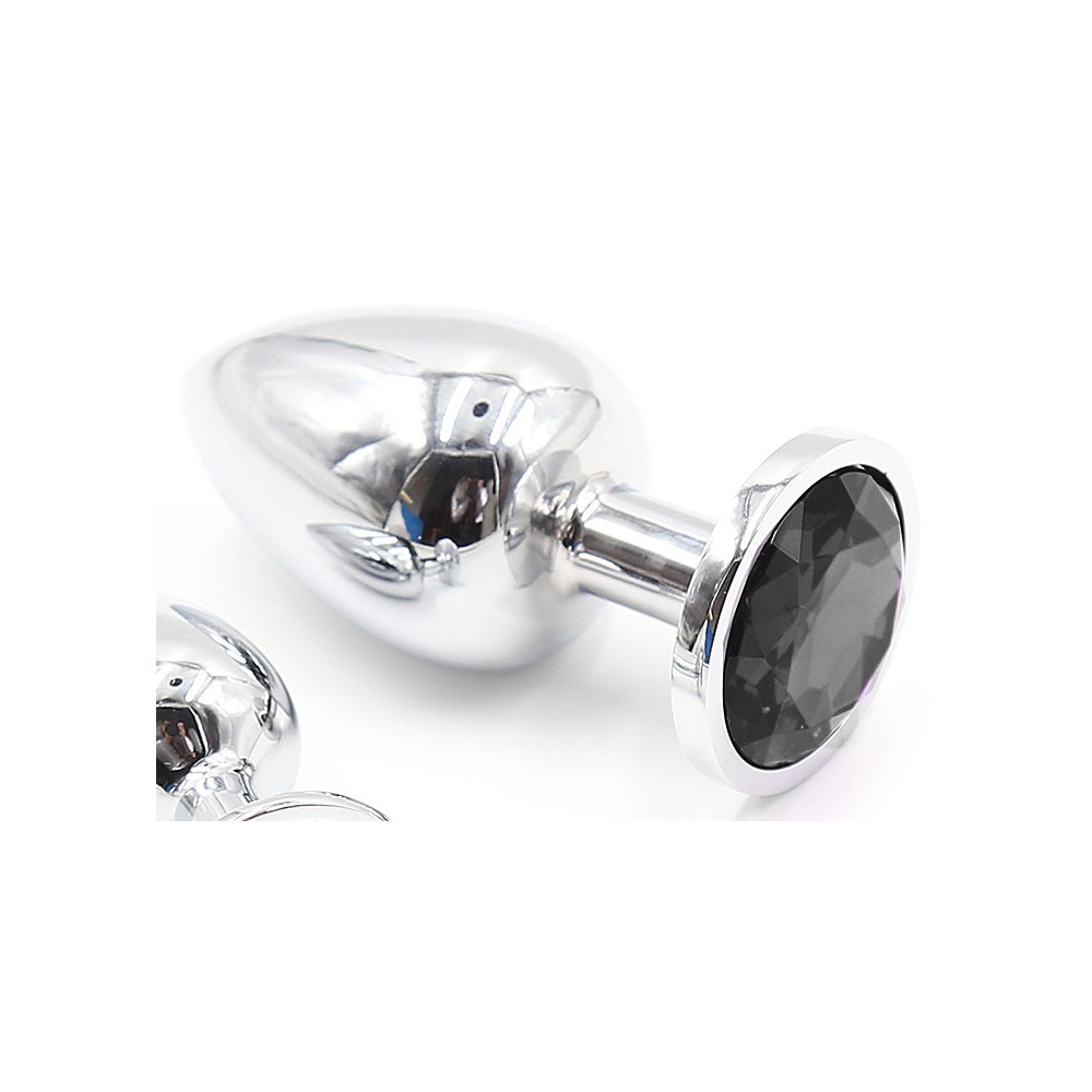 Jeweled Metal Butt Plug MEDIUM BLACK 8 cm - Image 3