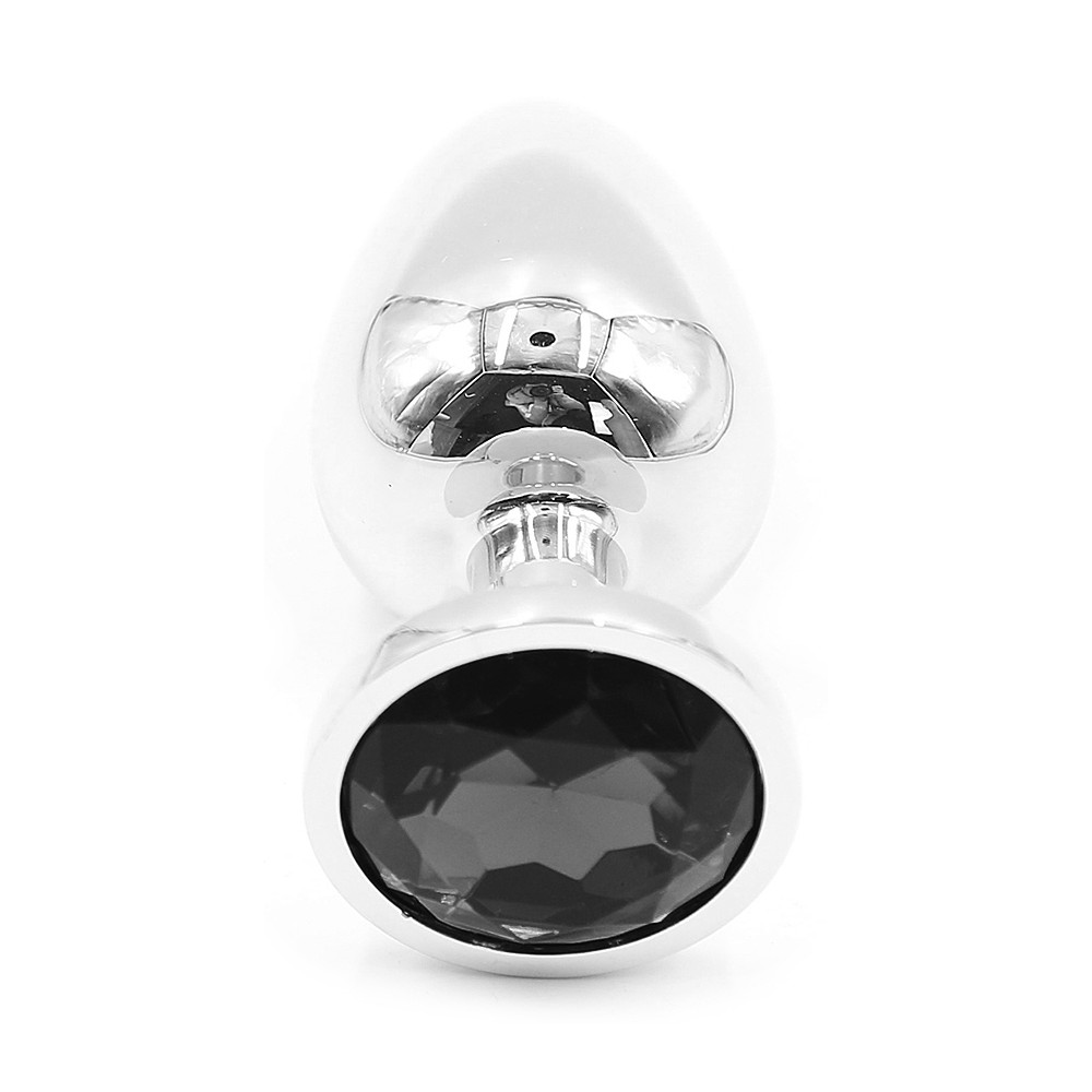 Jeweled Metal Butt Plug MEDIUM BLACK 8 cm - Image 2