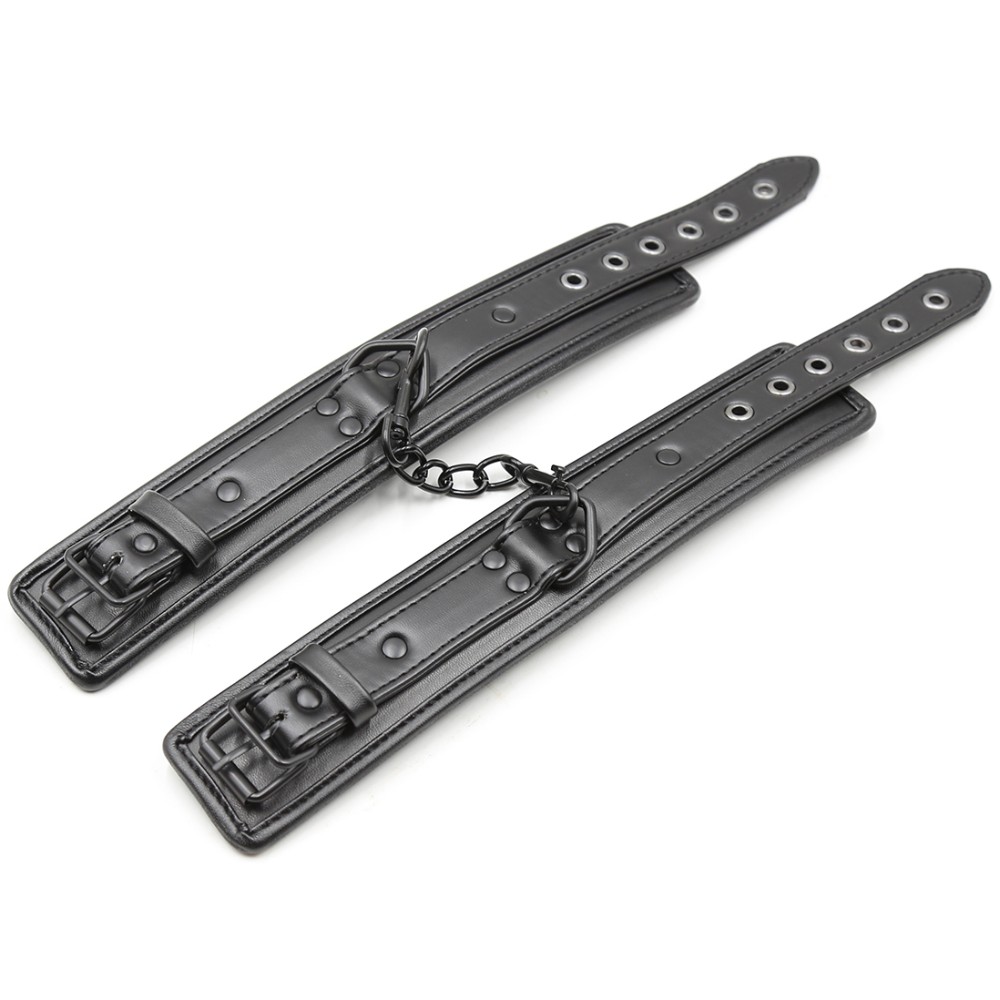 Naughty Toys ONE SIZE leather adjustable Wrist Cuffs BLACK - Image 4