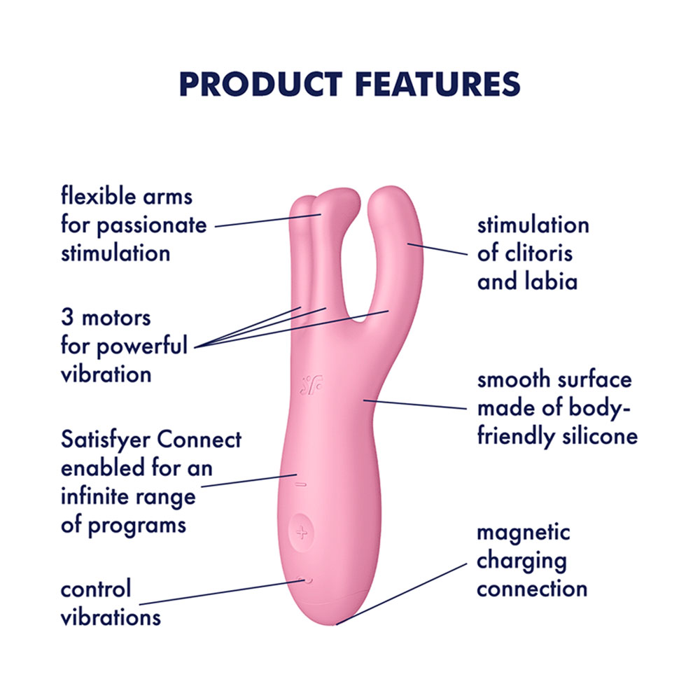 Satisfyer Threesome 4 contact vibrator for the stimulation of the clitoris and labia pink - Image 5