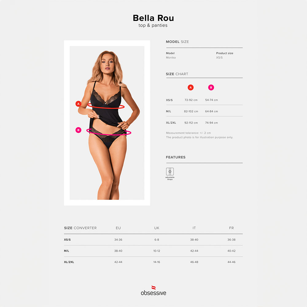 Obsessive Bella Rou Sexy Top and Panties Black - Image 5