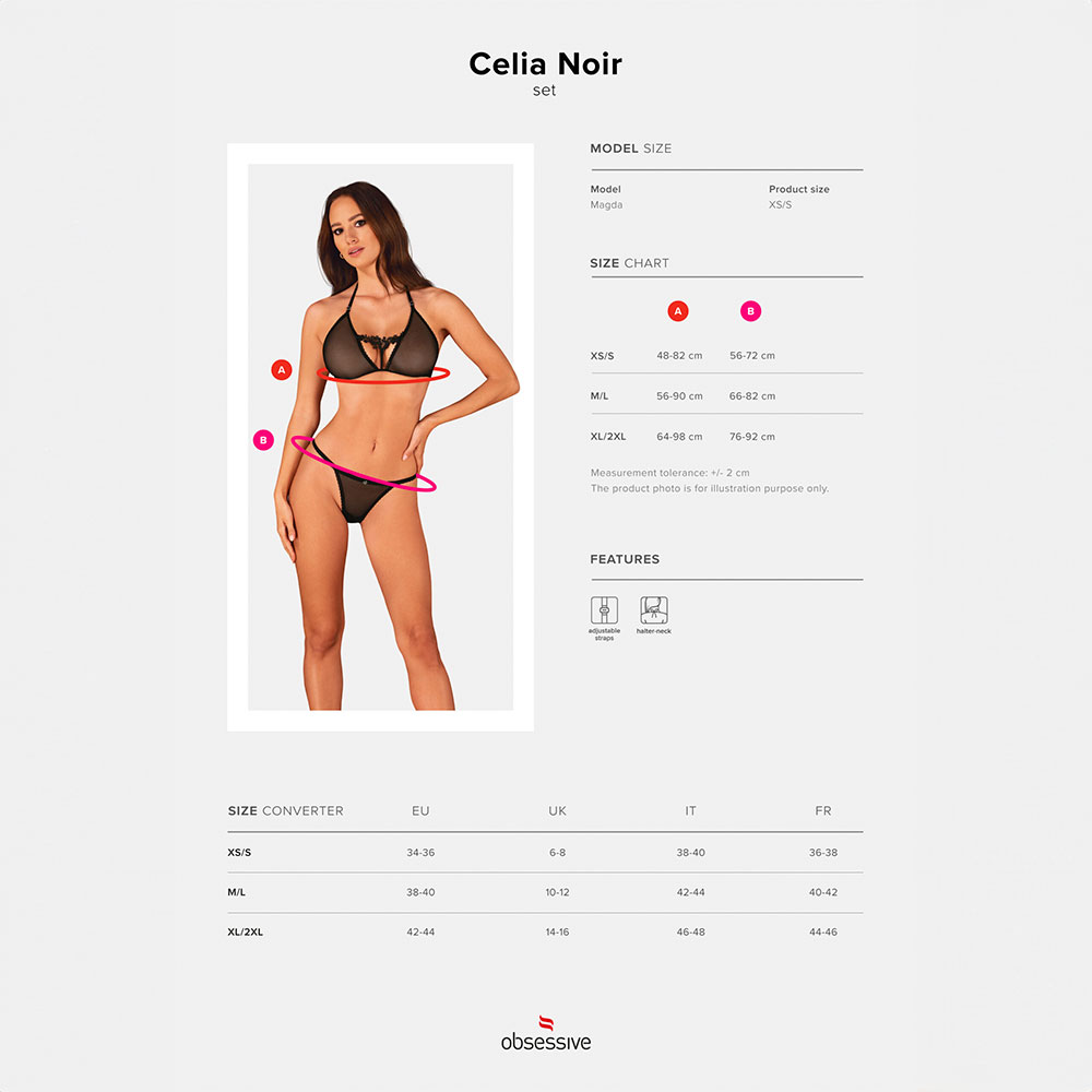 Obsessive Celia Noir Bra and Thong set Black - Image 5