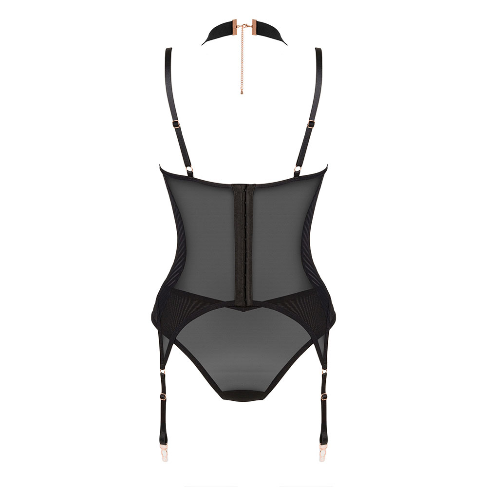 Obsessive Brasica Corset with Choker and Panties Black - Image 3