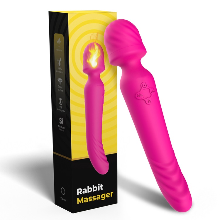 Rechargeable silicone Wand Massager with Heating Function Pink - Image 3