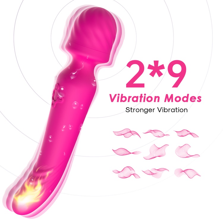 Rechargeable silicone Wand Massager with Heating Function Pink - Image 2