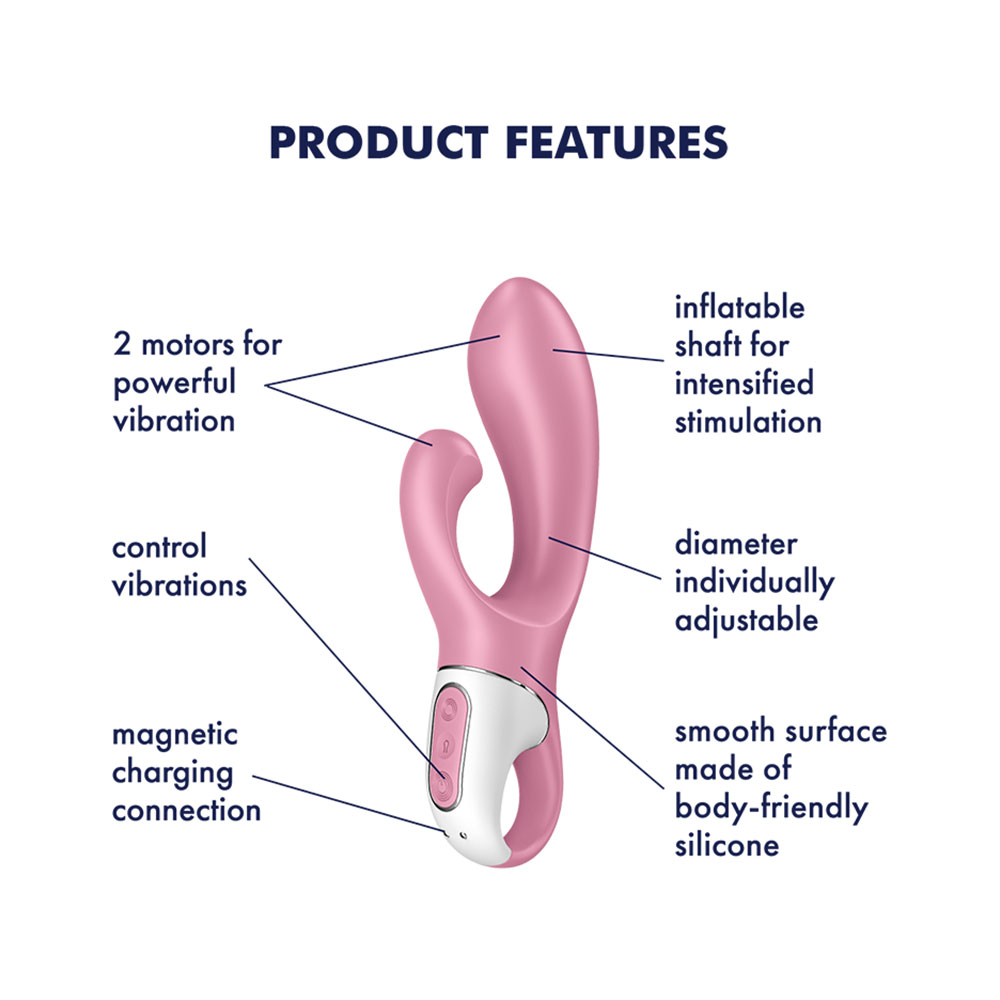 Satisfyer Air Pump Bunny 2 Inflatable G Spot and Clitoral Stimulator Pink - Image 4