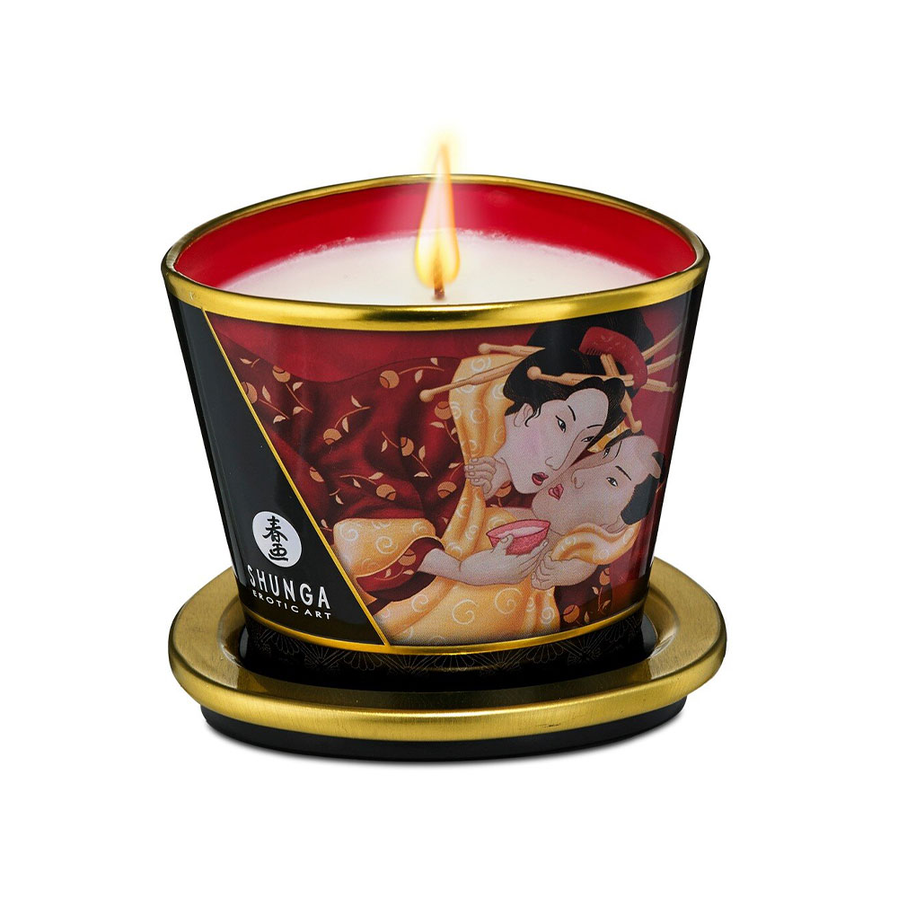 Shunga Massage Candle Strawberry 170ml - Image 2
