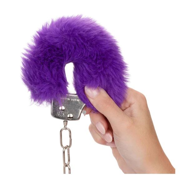 Naughty Toys Strong Stainless Steel wrist cuffs Lock Furry PURPLE - Image 3