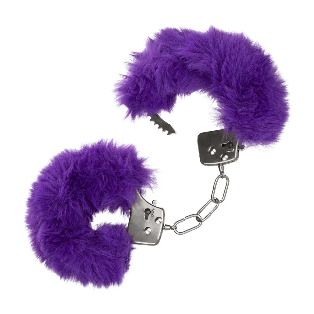 Naughty Toys Strong Stainless Steel wrist cuffs Lock Furry PURPLE - Image 2