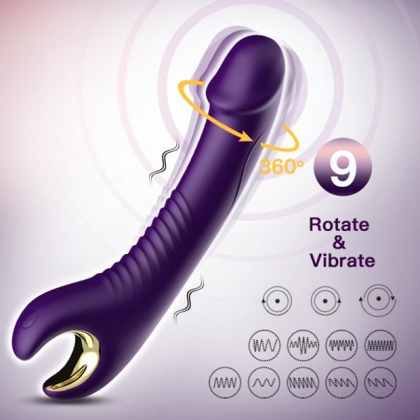 TOYBOX DINO Rotating silicone dildo vibrator PURPLE - Image 2