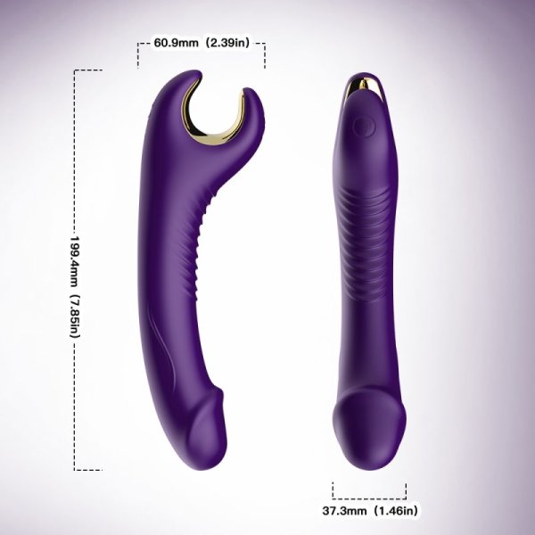 TOYBOX DINO Rotating silicone dildo vibrator PURPLE - Image 3