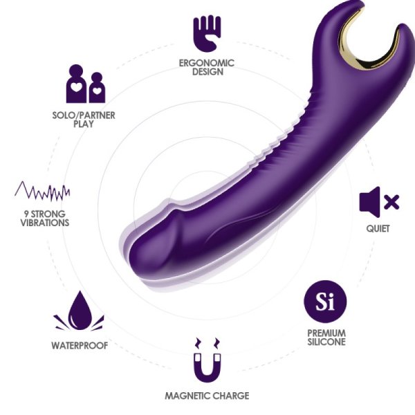 TOYBOX DINO Rotating silicone dildo vibrator PURPLE - Image 4