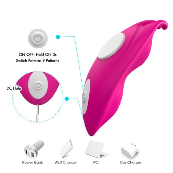 QUEEN'S wearable CLIP-ON vibrator with remote control PINK - Image 3