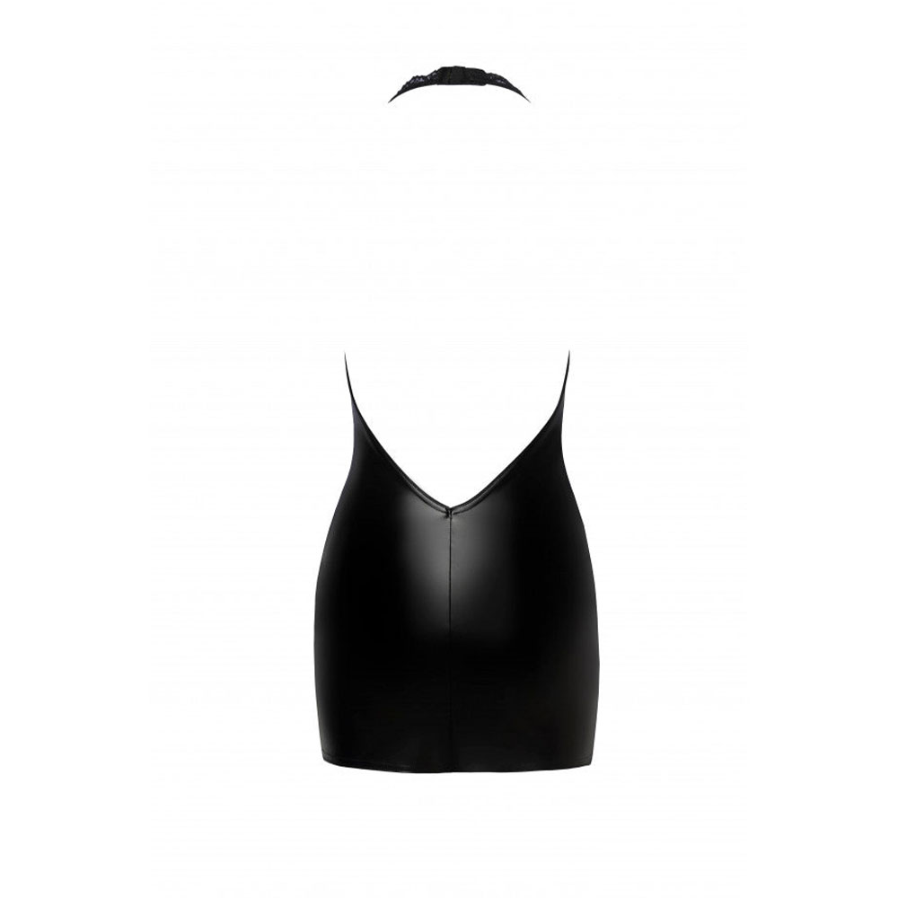 Noir handmade Powerwetlook mini-dress with low back - Image 4