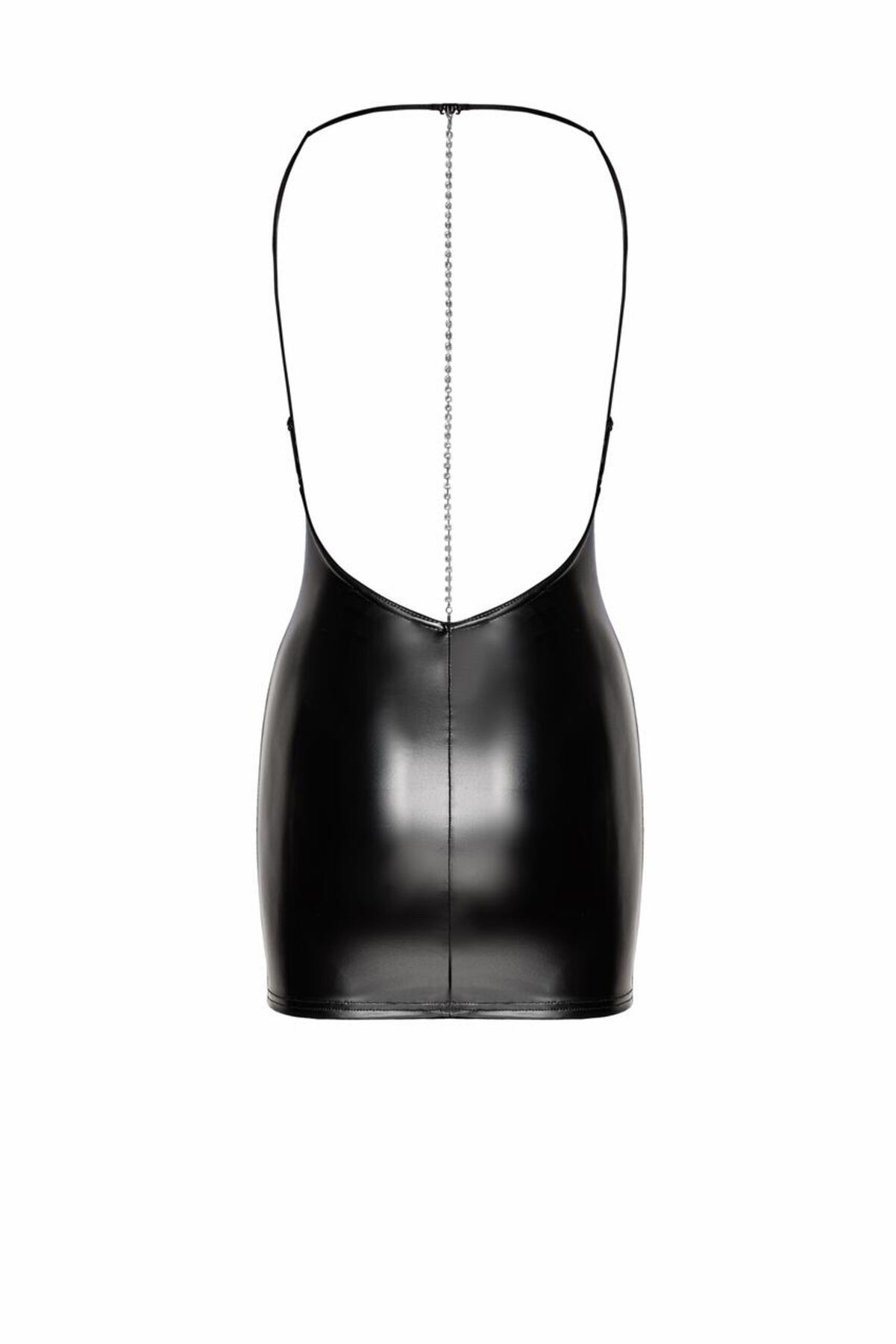 Noir handmade Wetlook mini dress with jewelry rhinestone chain - Image 19