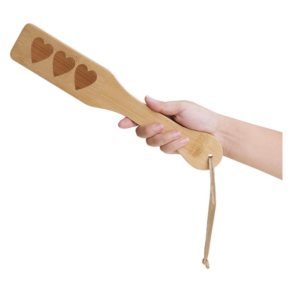 NAUGHTY TOYS Heart pattern bamboo Paddle 32 cm - Image 2