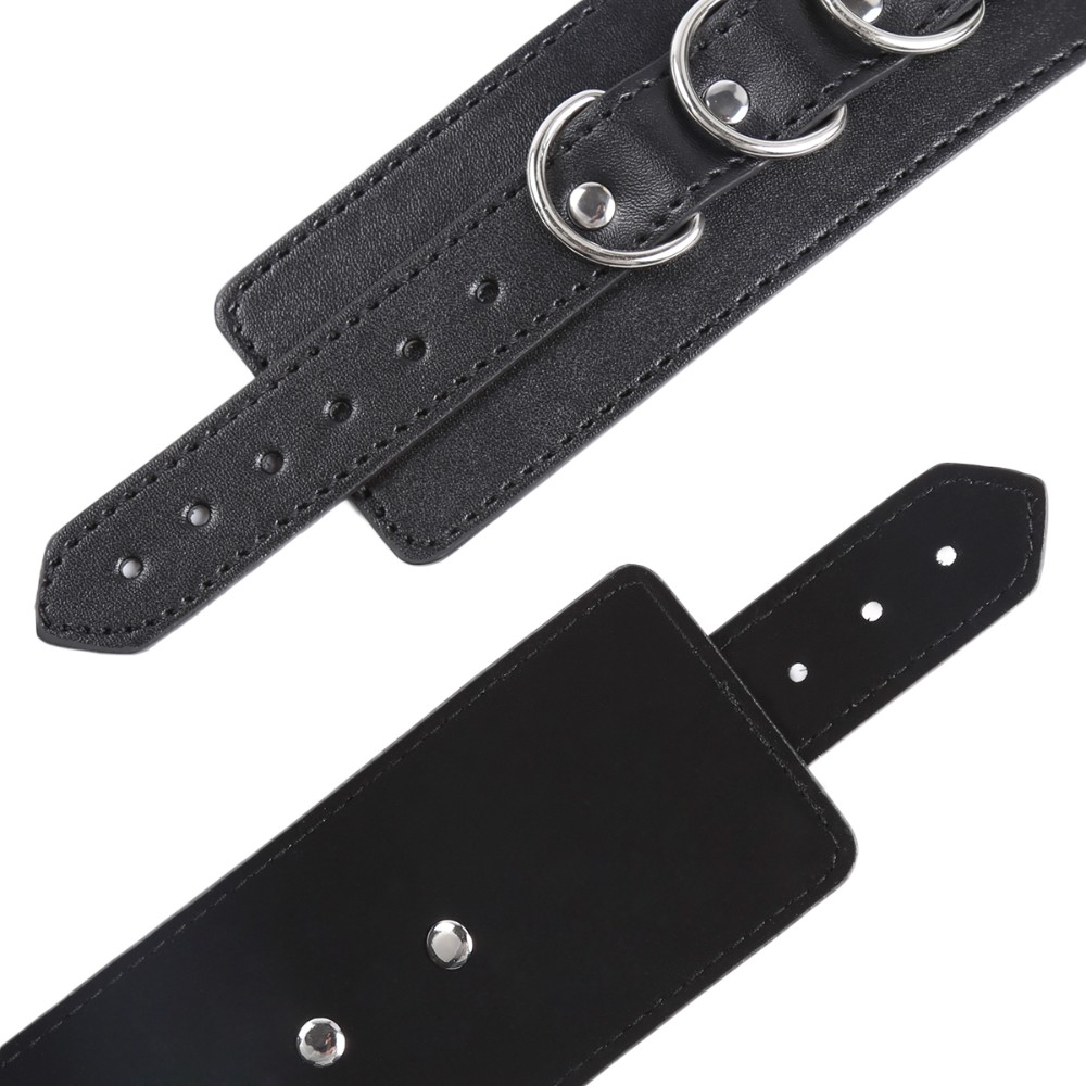 NAUGHTY TOYS Black leather 3-D wrist restrains cuffs O/S - Image 7