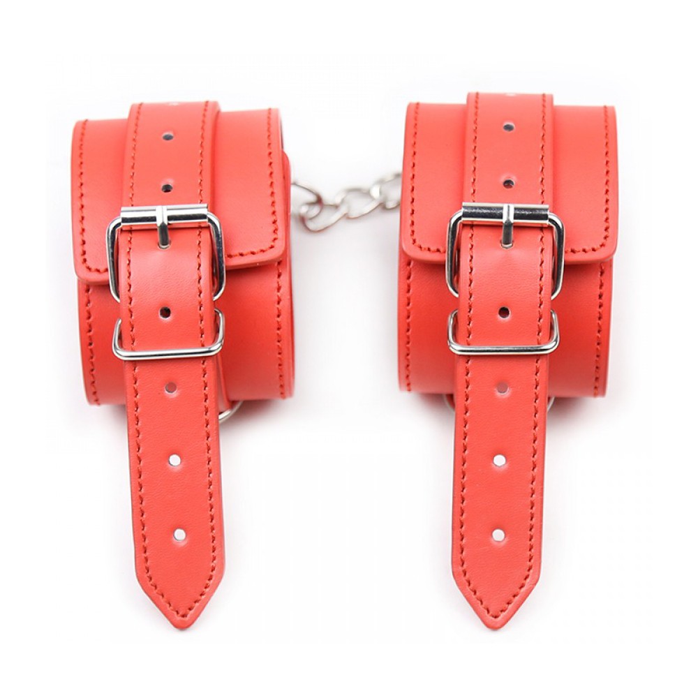 Naughty toys BDSM Red Faux Leather ANKLE CUFFS O/S - Image 3