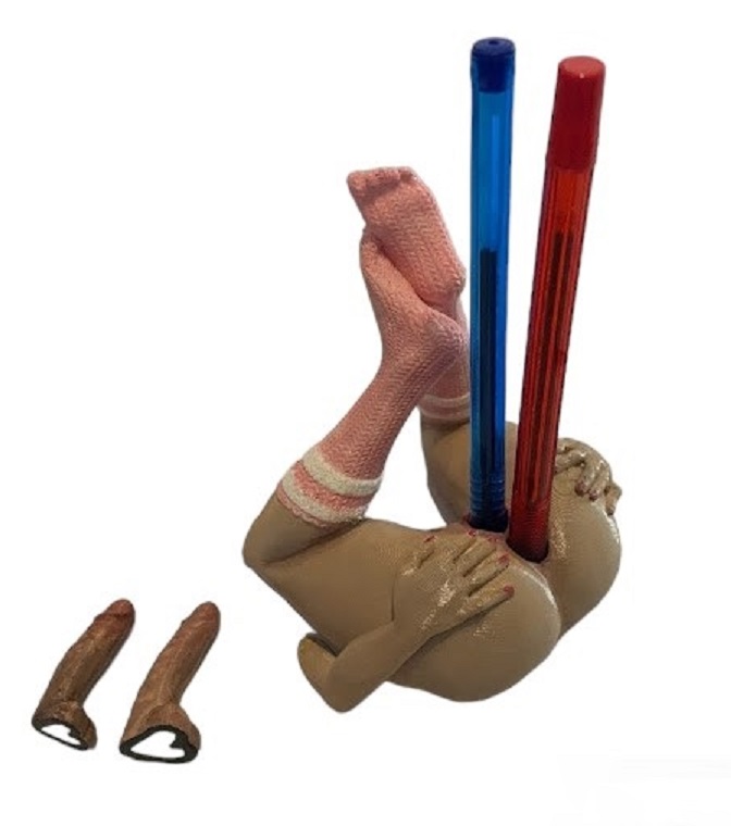 Butt Pussy Pink socks Pen Holder and Phone Stand - Image 2