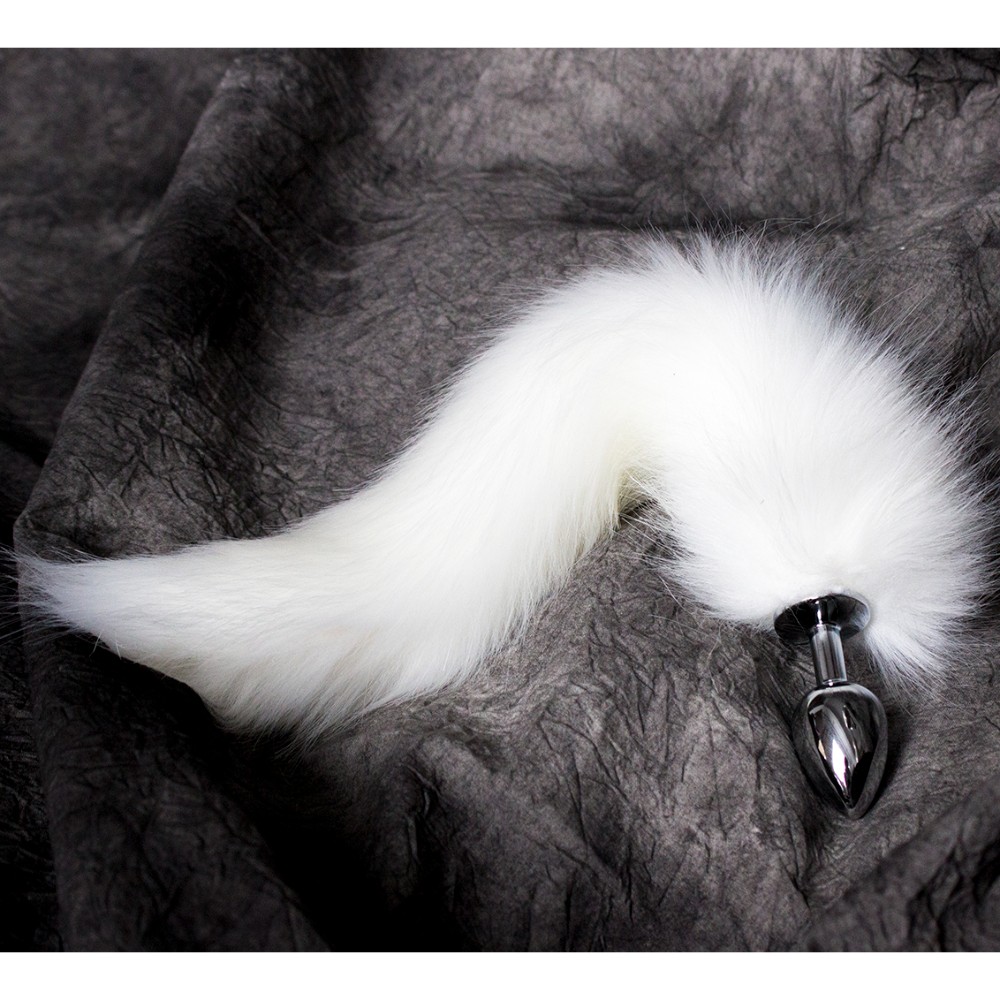 Snow White Fox tail with metal small butt plug 3 cm - Image 2