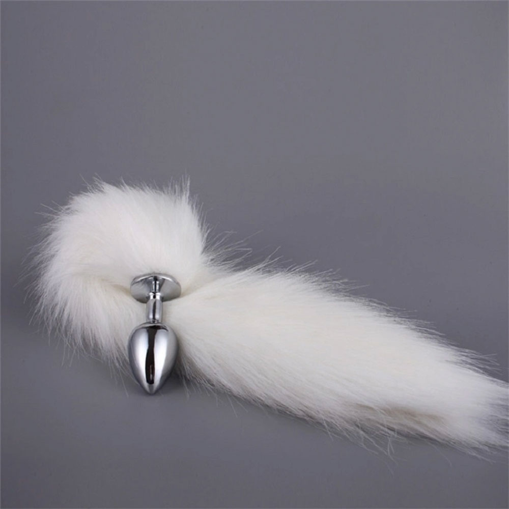 Snow White Fox tail with metal small butt plug 3 cm - Image 4