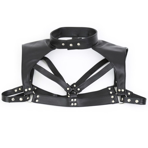Leather chest harness with neck collar S-M SIZE - Image 4