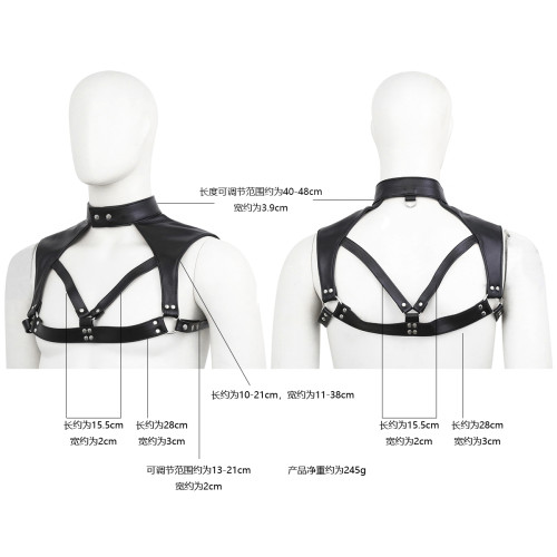 Leather chest harness with neck collar S-M SIZE - Image 5