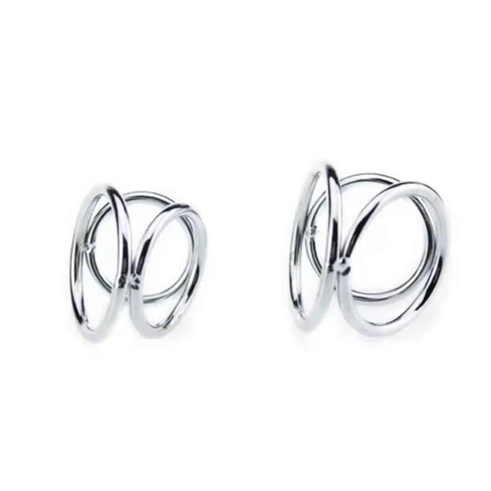 Naughty Toys Chrome triple Cock Ring with Ball Divider - Image 2