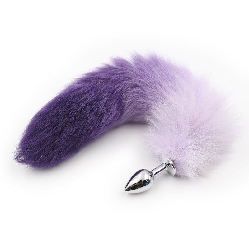 NAUGHTY TOYS purple tipped Fox tail small metal butt plug - Image 3