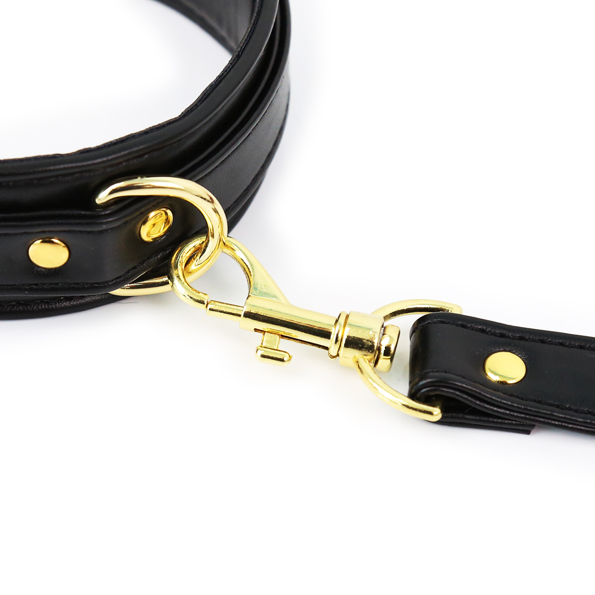 NAUGHTY TOYS fetish light black leather collar with leash - Image 2