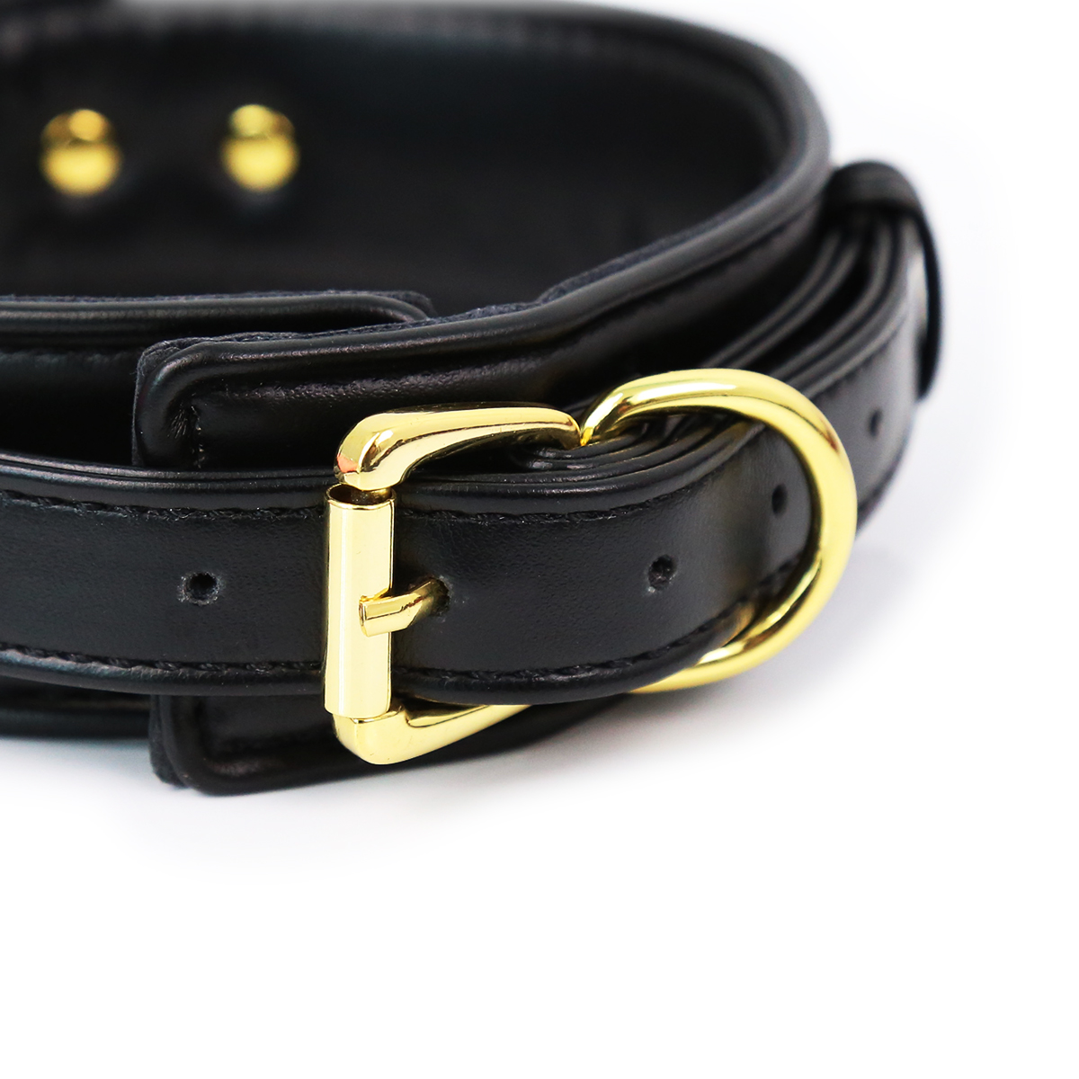 NAUGHTY TOYS fetish light black leather collar with leash - Image 3