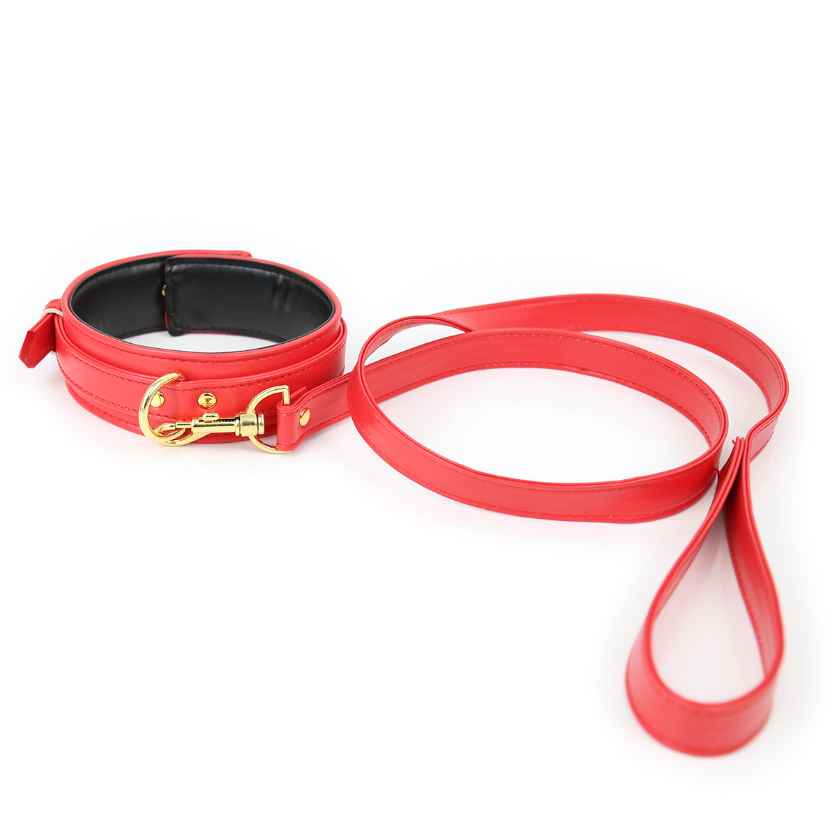 NAUGHTY TOYS fetish sexy RED leather collar with leash - Image 6