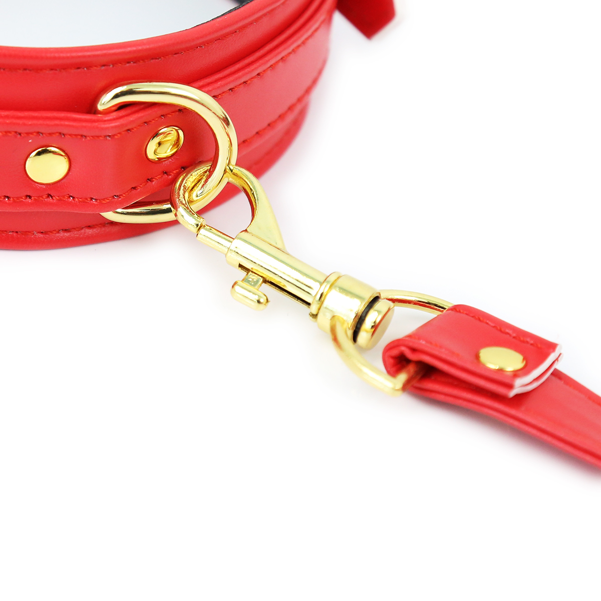 NAUGHTY TOYS fetish sexy RED leather collar with leash - Image 2
