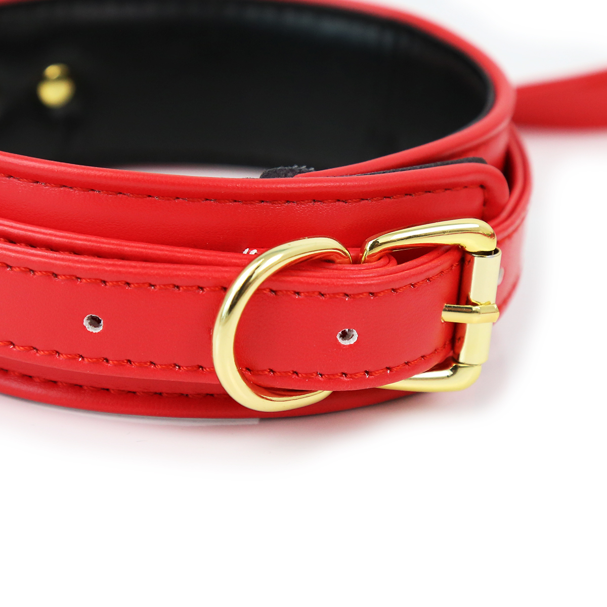 NAUGHTY TOYS fetish sexy RED leather collar with leash - Image 3