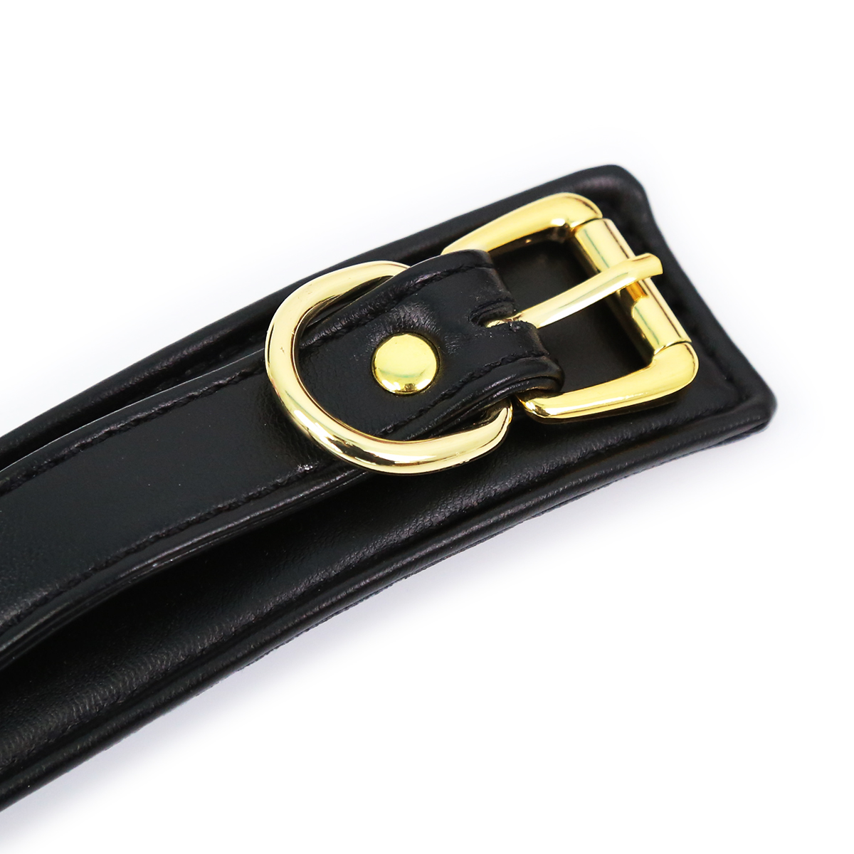 NAUGHTY TOYS luxury black and Gold leather handcuffs - Image 5