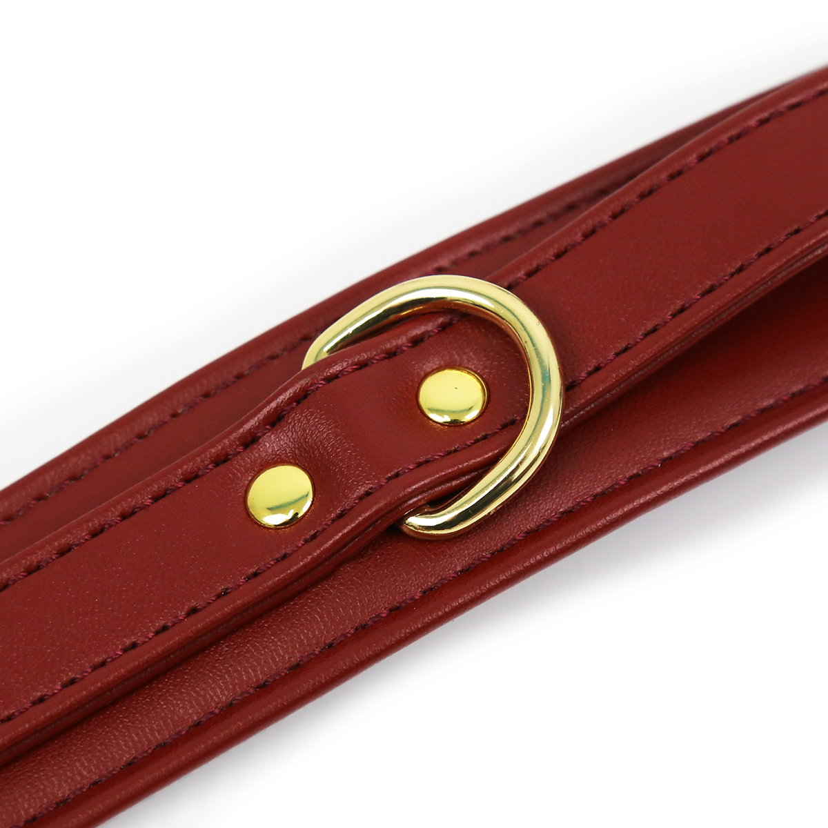NAUGHTY TOYS luxury wine red and Gold snap-hook leather handcuffs - Image 6