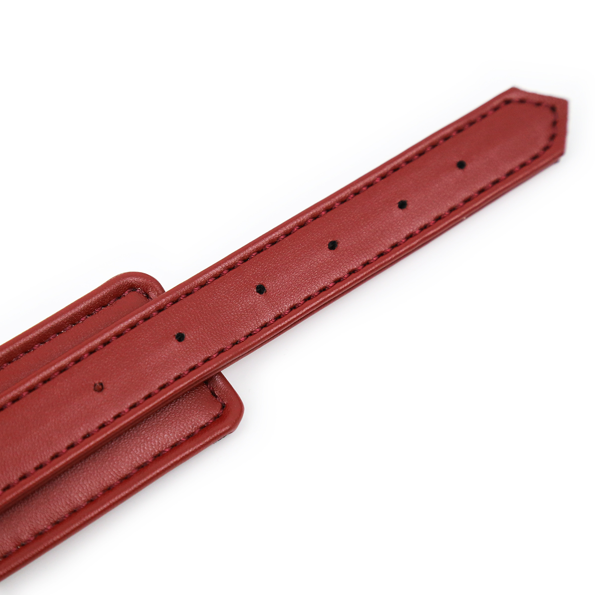NAUGHTY TOYS luxury wine red and Gold snap-hook leather handcuffs - Image 7