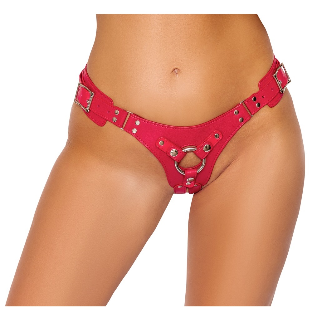 Bad Kitty Red leather adjustable Strap-on S-L - Image 2
