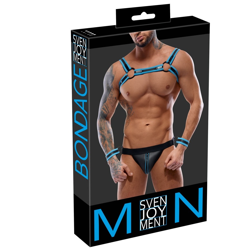Plus Size Svenjoyment Bondage Set for men BLACK AND ROYAL BLUE - Image 5