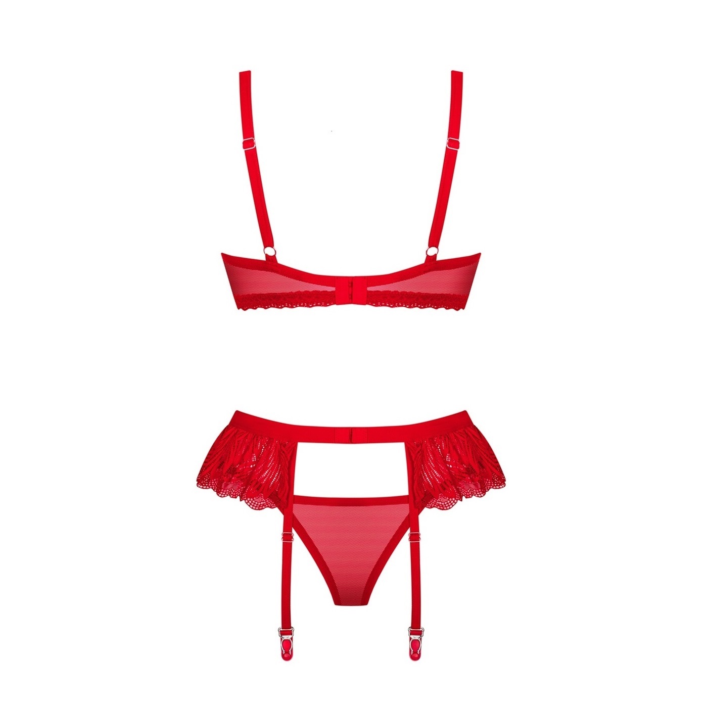 Obsessive Chilisa Bra Thong and Garter belt set RED - Image 3